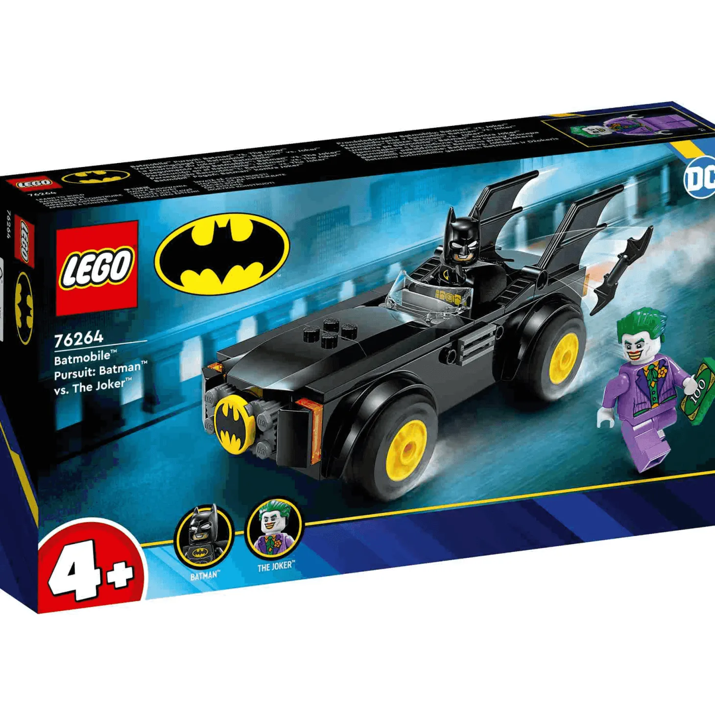Set de juguetes de construcción LEGO DC 76264 Persecución en el Batmobile™: Batman™ vs. The Joker™ (