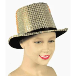 Sombrero Chistera Dorada Lentejuelas