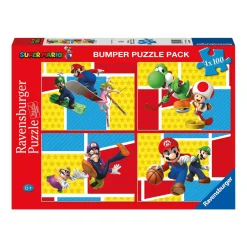 Super Mario Puzzle 4x100 piezas Bumper Pack