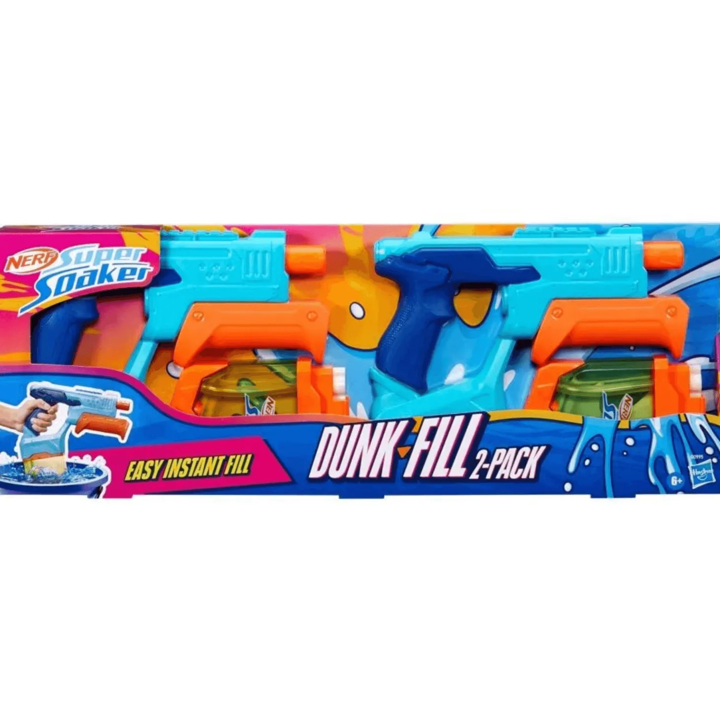 Super Soaker Dunk Fill Doble | Pack 2 Pistolas de Agua con Llenado Rápido | Desde 6 Años | Hasbro