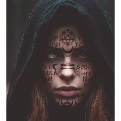 Tatuaje facial satánico 30 x 13 cm – Calcomanía de maquillaje para Halloween