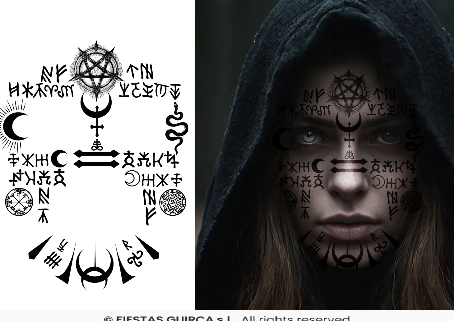 Tatuaje facial satánico 30 x 13 cm – Calcomanía de maquillaje para Halloween