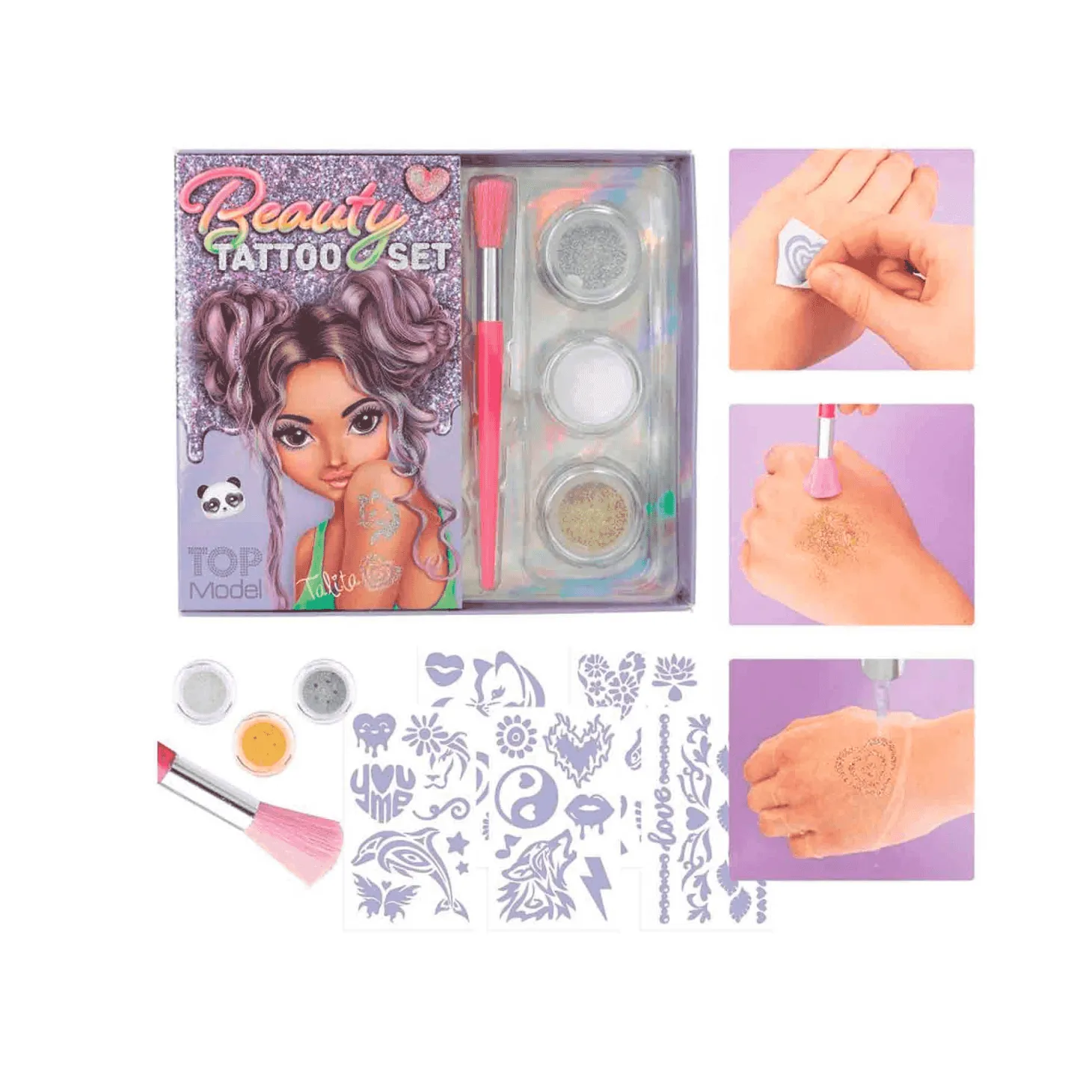 Topmodel Set De Tatuajes De Purpurina Beauty And Me