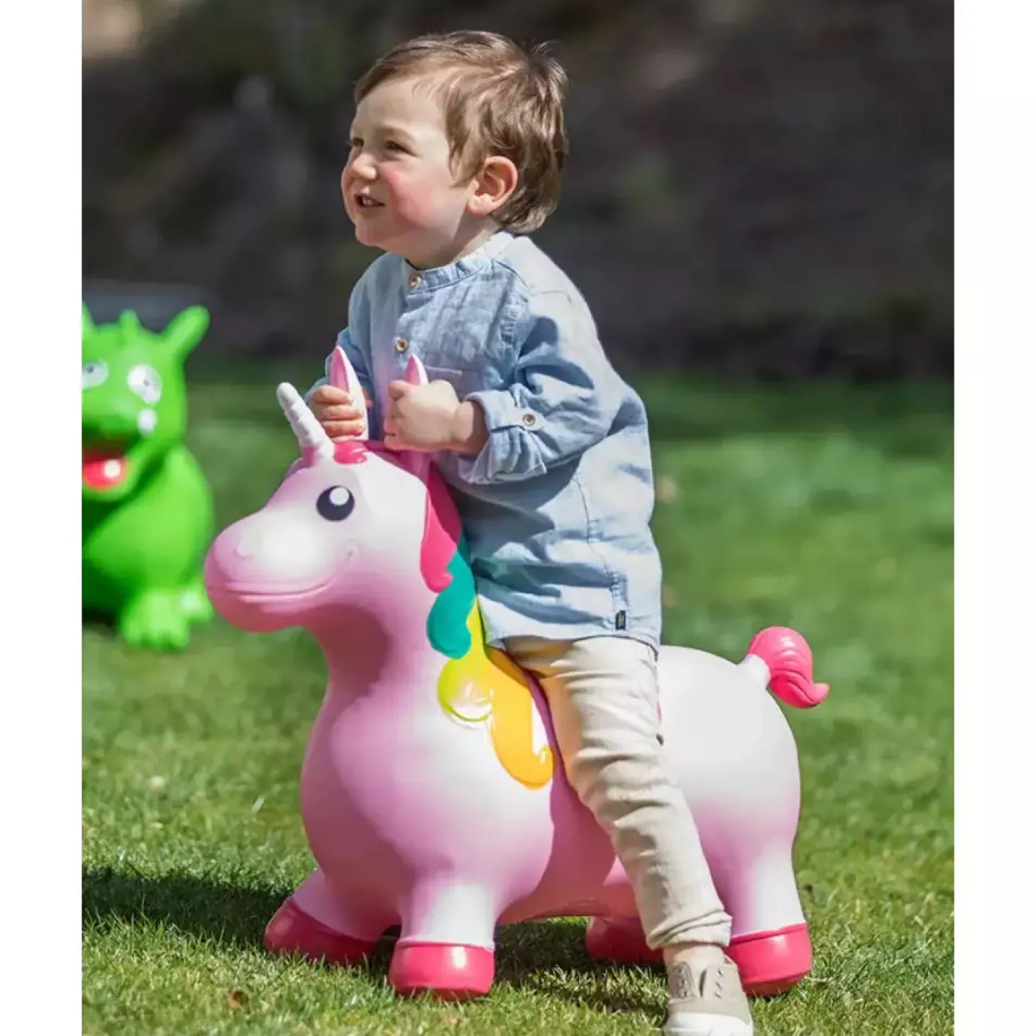 Unicornio saltarín hinchable con inflador (Eurekakids)