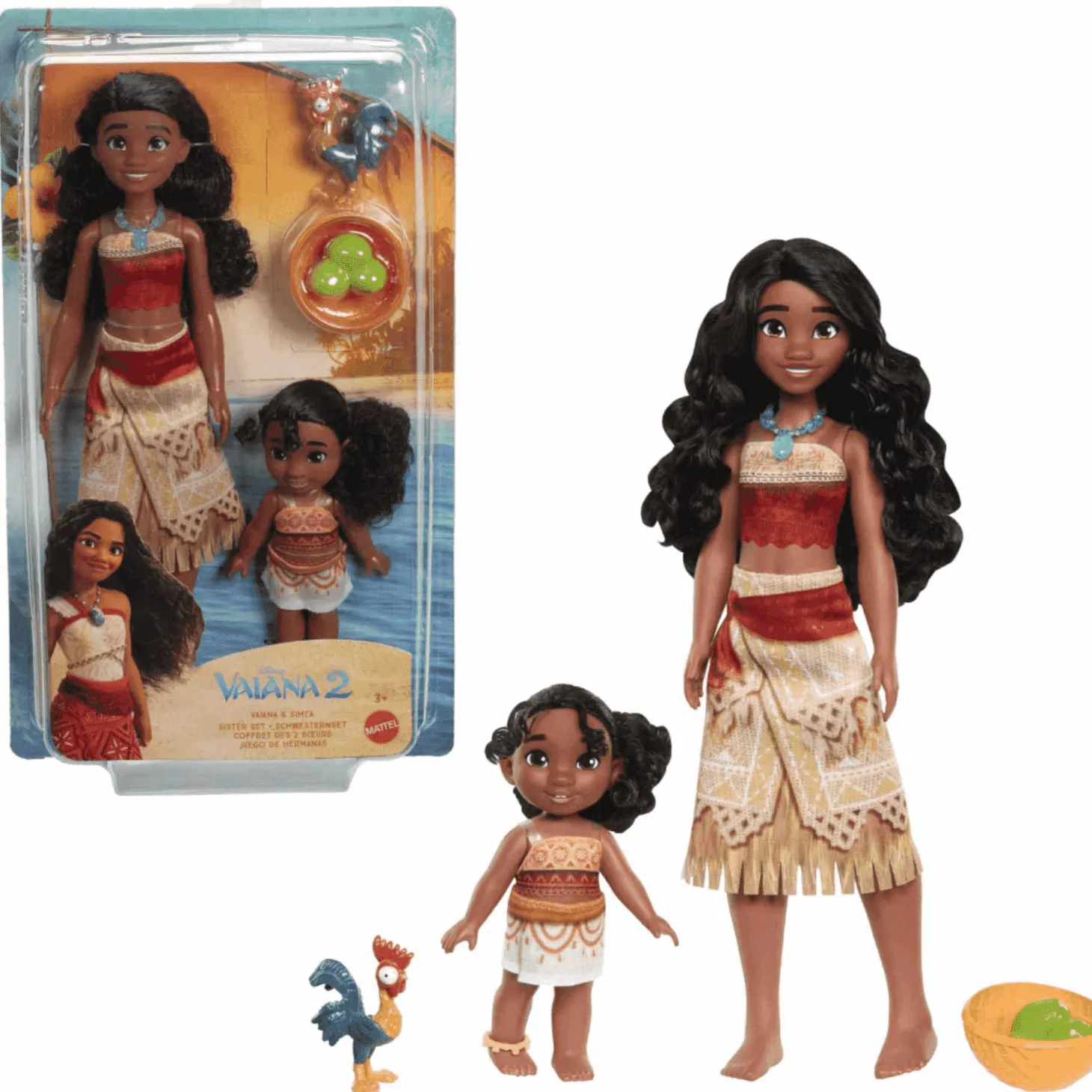 Vaiana 2: Set Muñecas Vaiana y Su Hermana con Accesorios y Heihei