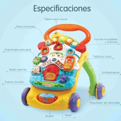 VTech Andador Andandín 2 en 1, Correpasillos con patas plegables, panel extraíble