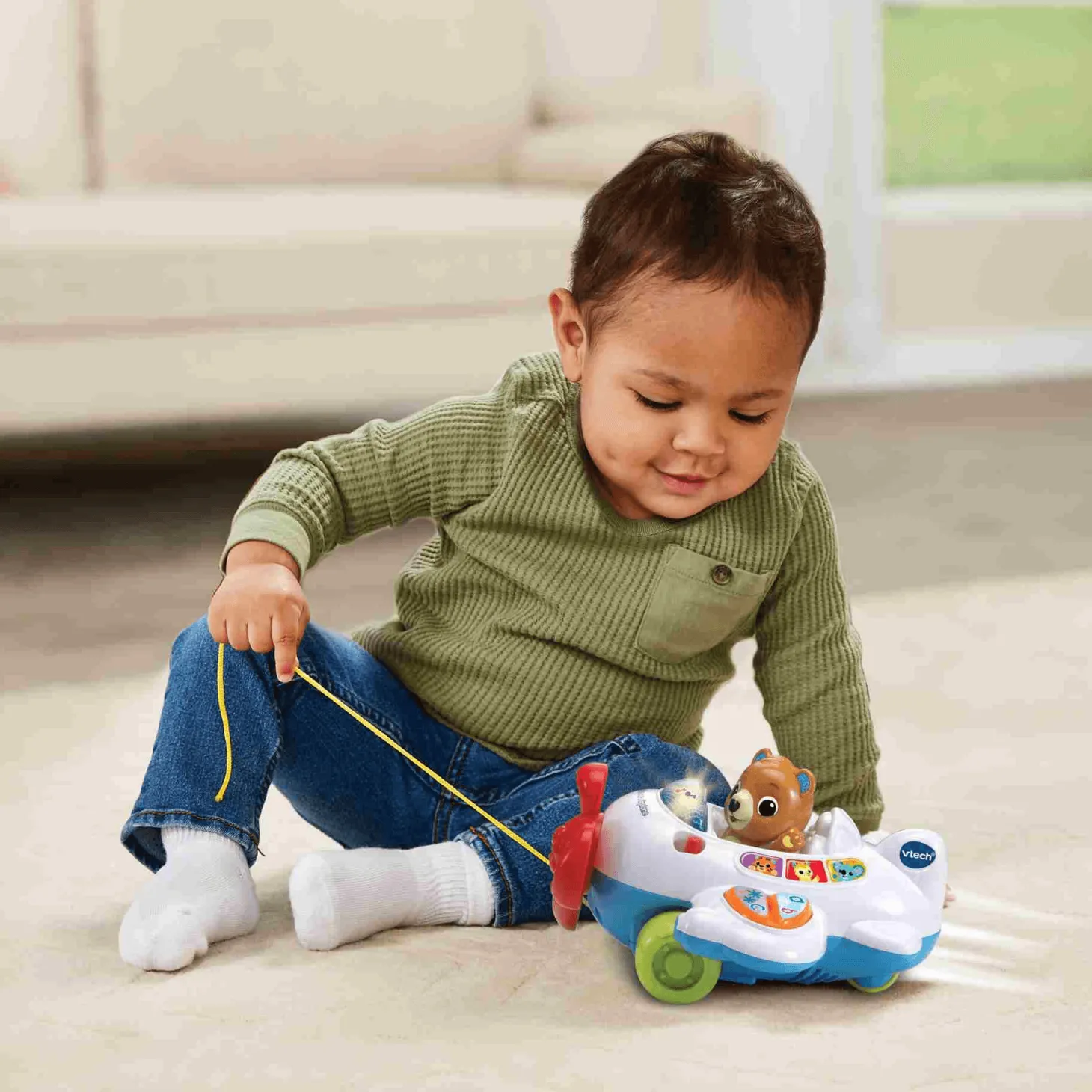 VTech Avión infantil de arrastre Lolo piloto, Avioncito interactivo para llevar de aventuras