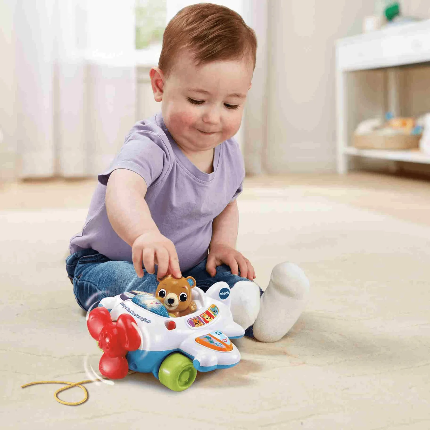 VTech Avión infantil de arrastre Lolo piloto, Avioncito interactivo para llevar de aventuras