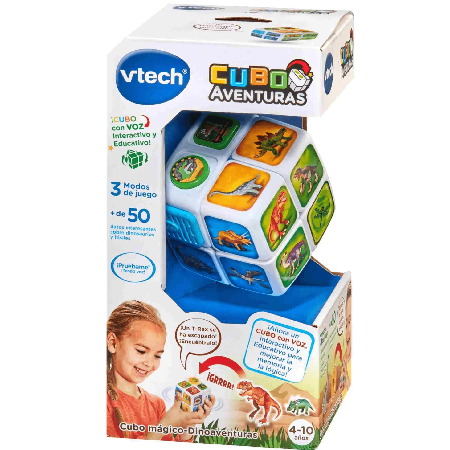 VTech Cubo mágico Dinoaventuras, Cubo con movimiento horizontal y vertical, +200 frases