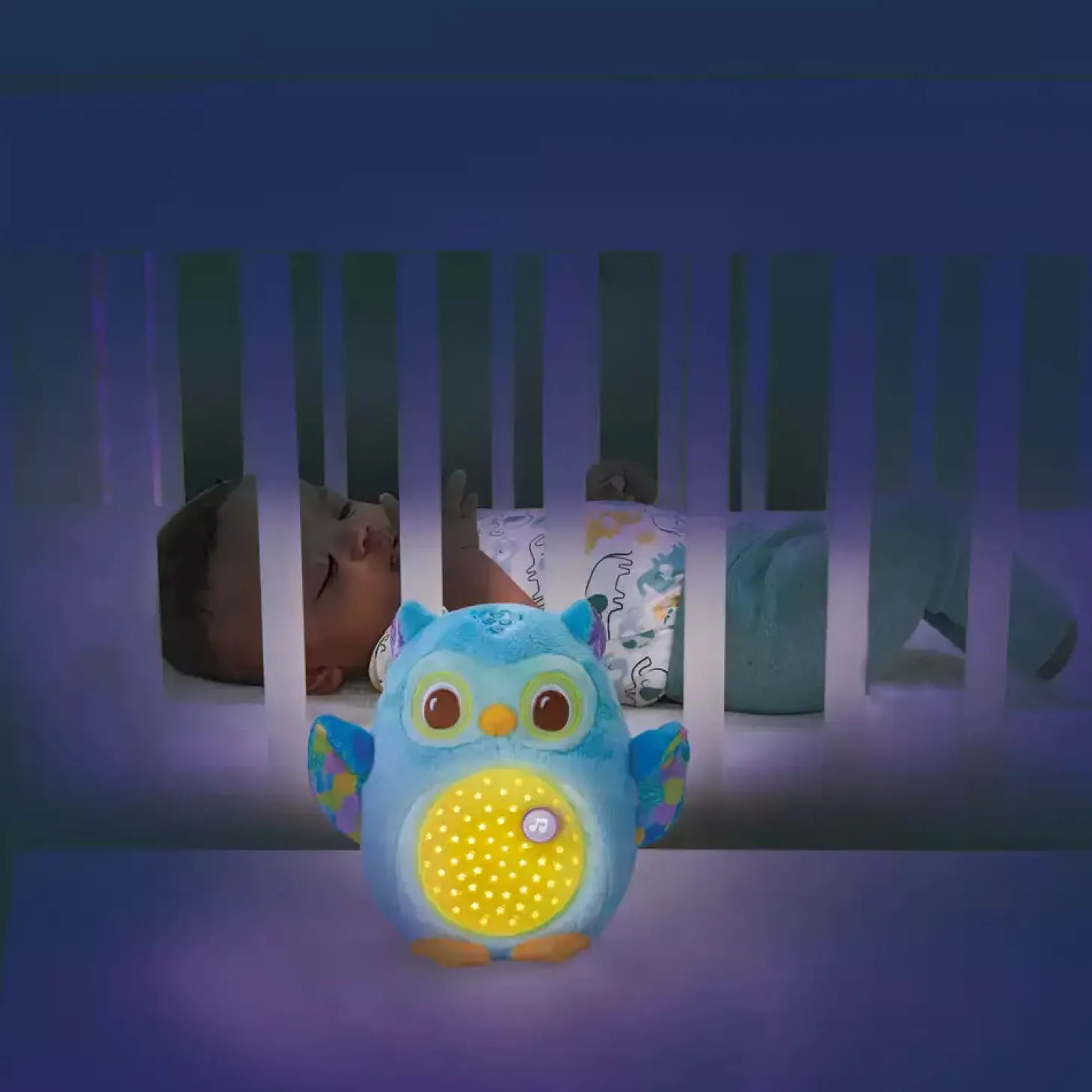 VTech Proyector de peluche Búho estrellitas, Luz nocturna, Música y sonidos relajantes para calmar