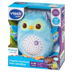 VTech Proyector de peluche Búho estrellitas, Luz nocturna, Música y sonidos relajantes para calmar