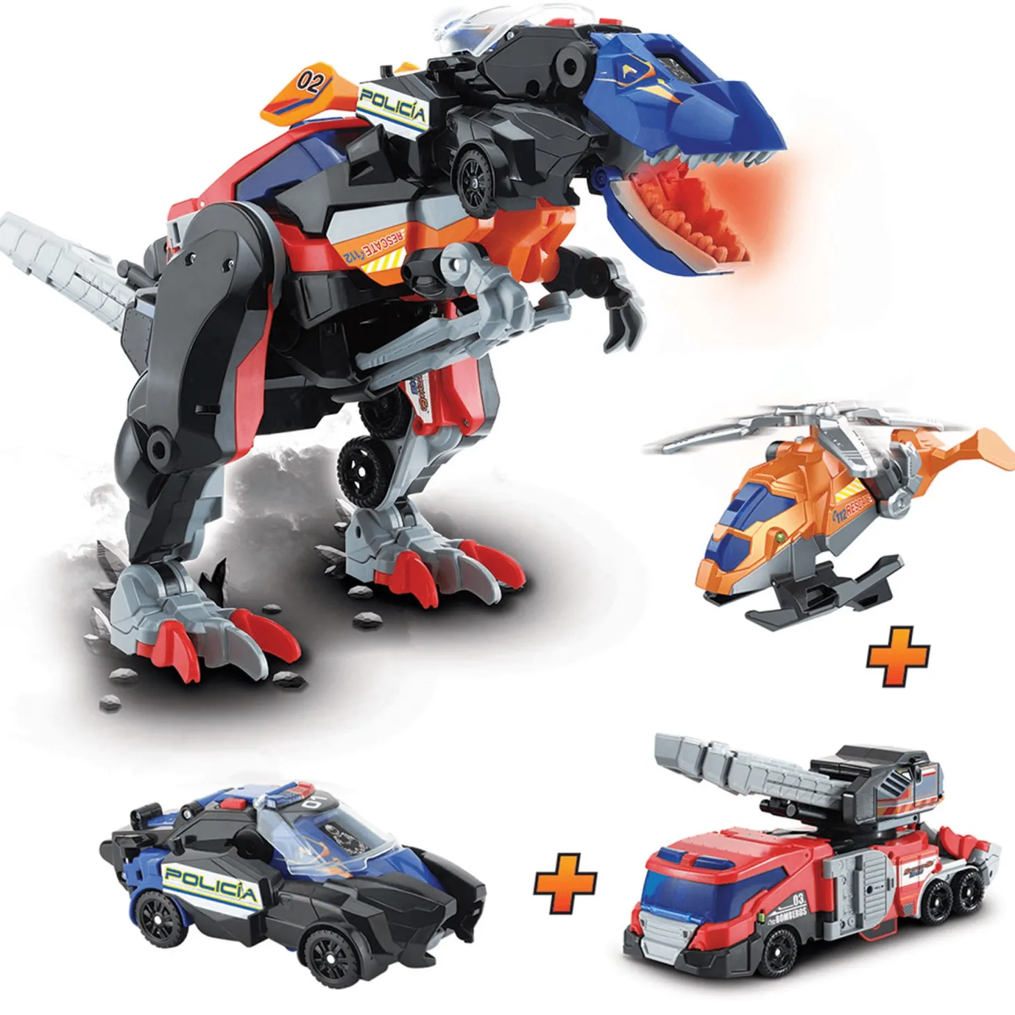 VTech Switch&Go Dinos 4 en 1 Mega T-Rex S.O.S. 3 coches/1 dino